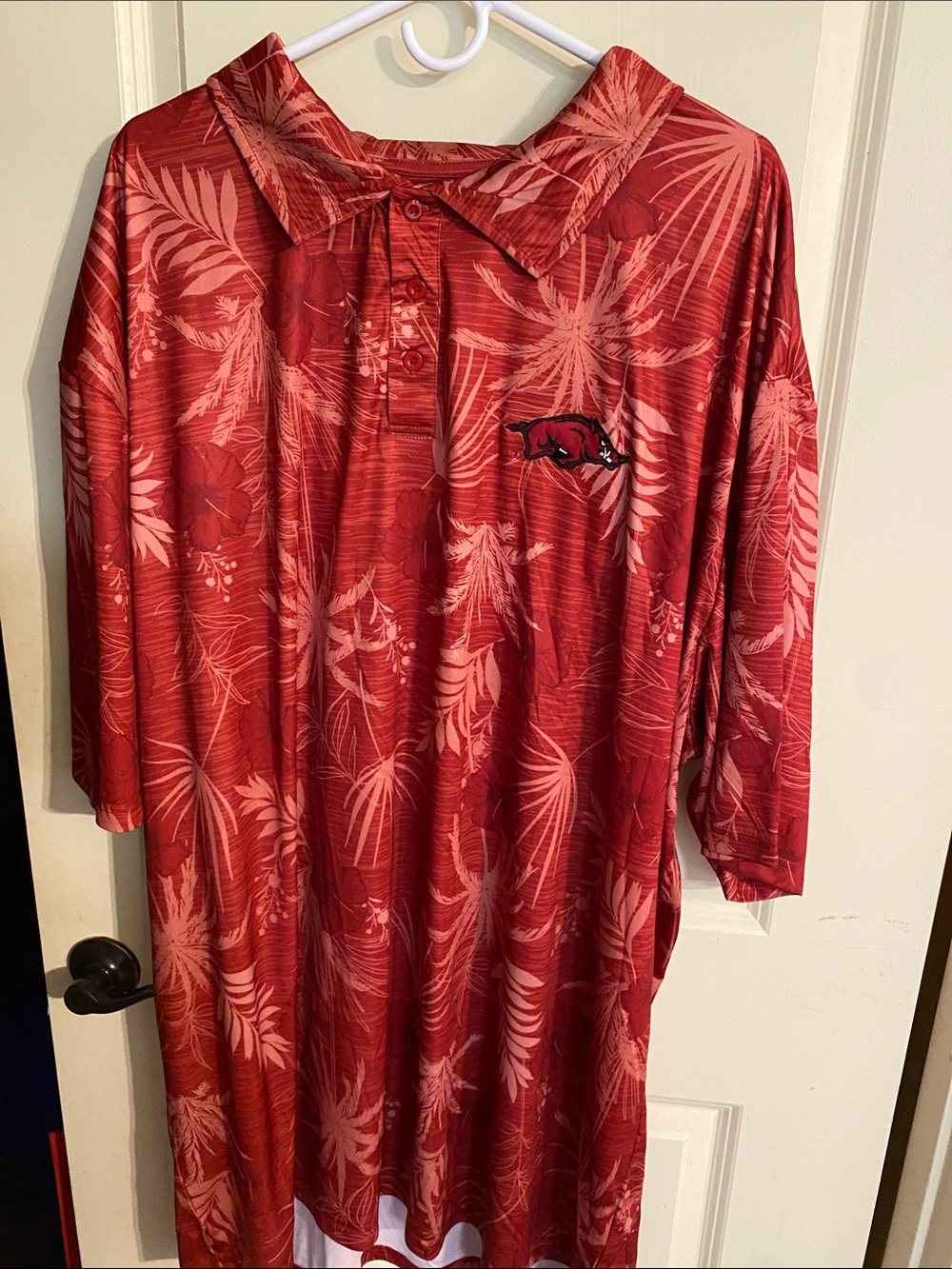 Colosseum Red Tropical Print Polo with Razorback Embroidery